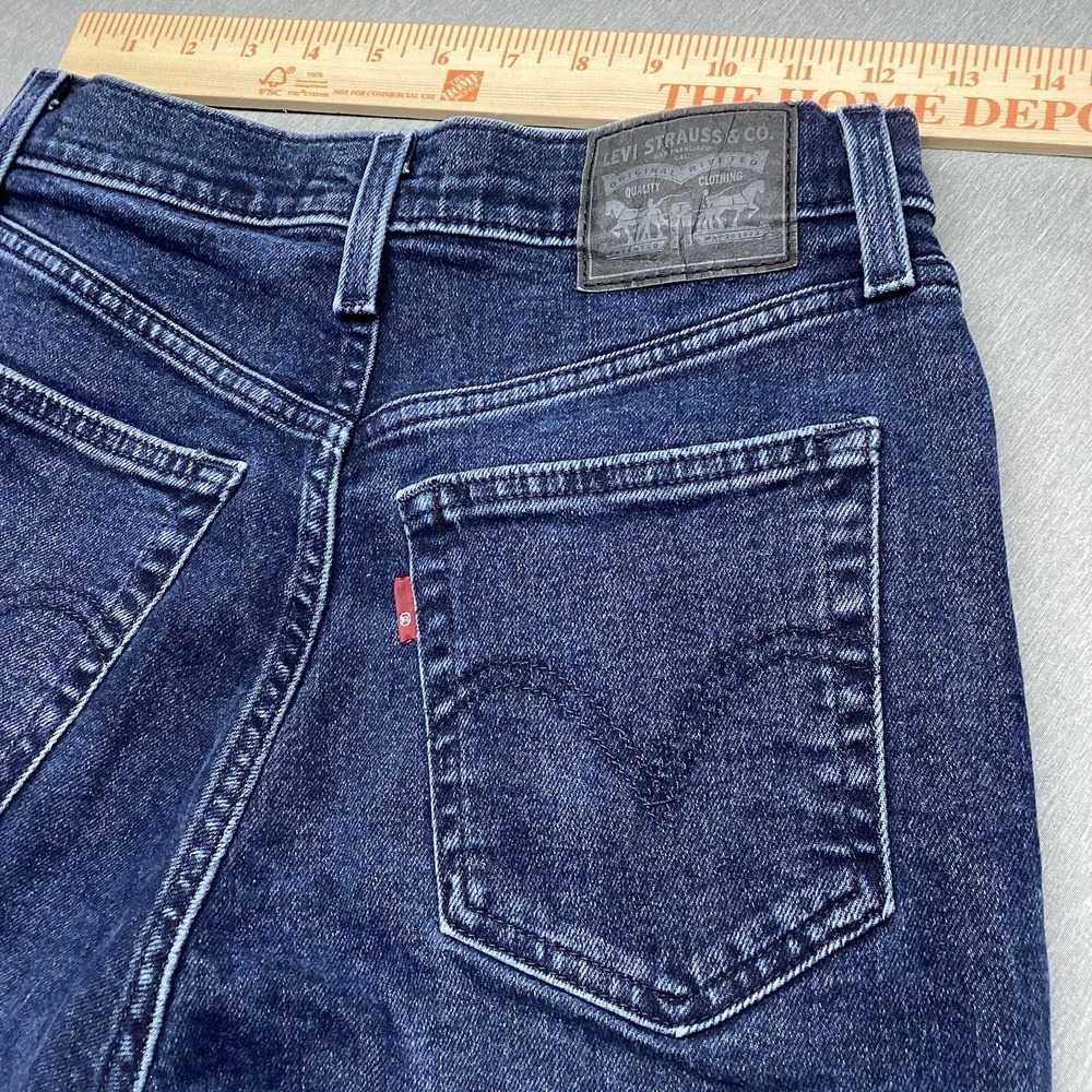 Levis High Waisted Taper Jeans Dark Wash Indigo Denim Size 26